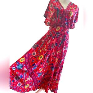 Floral Red Maxi Dress